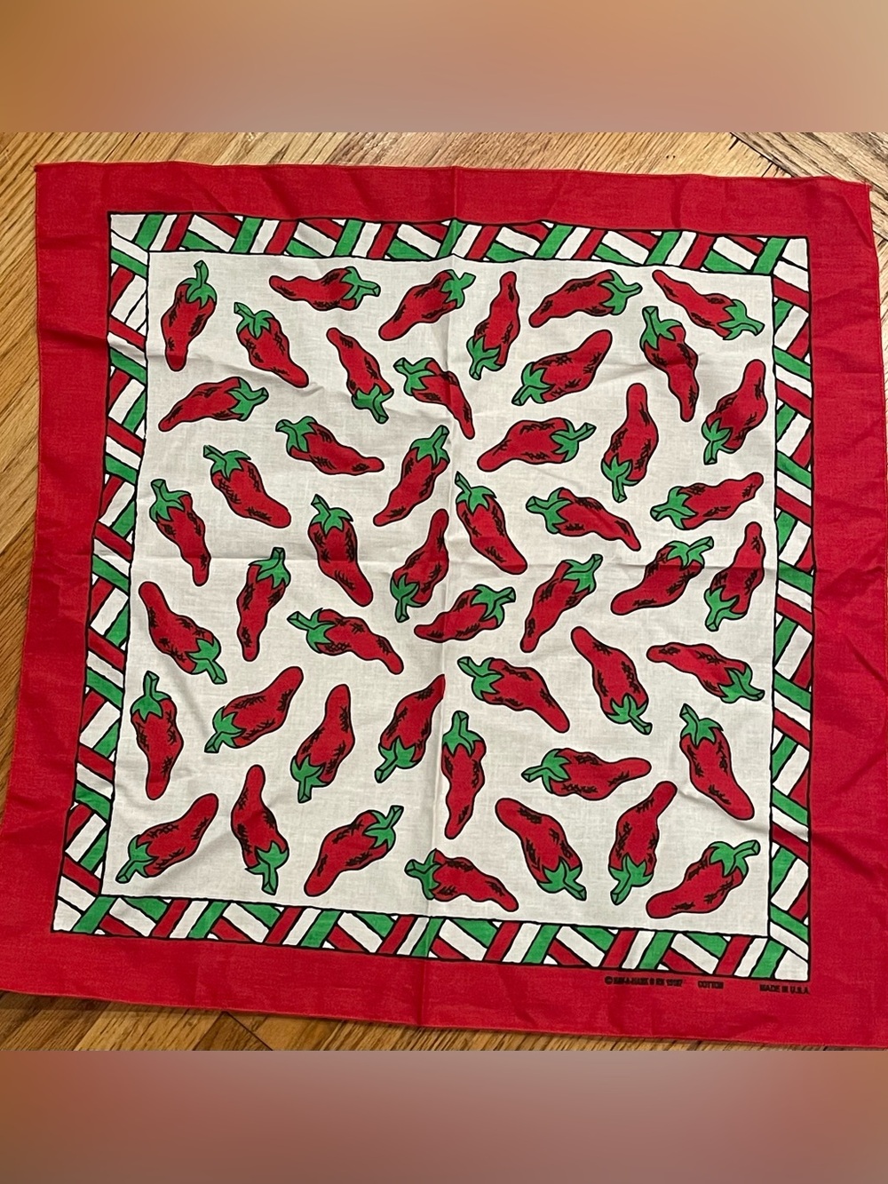 Made in USA Chili Pepper Bandana Hav-a-Hank Hankerchief Red Chili Pepper